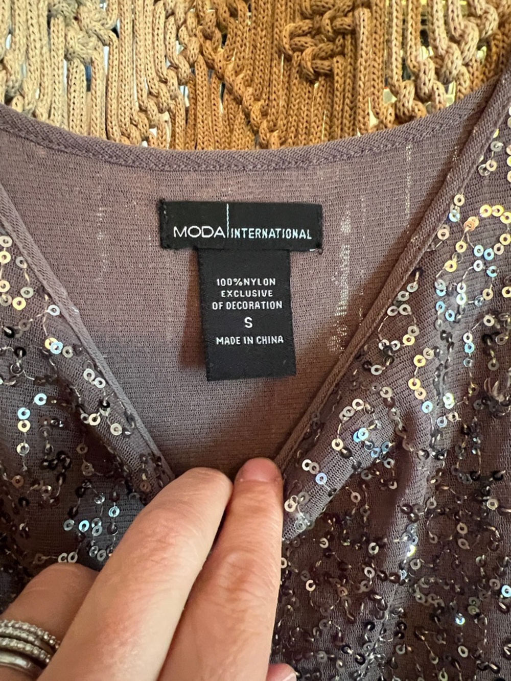 Moda International Sequin Tank Top - Taupe - Picture 2 of 2